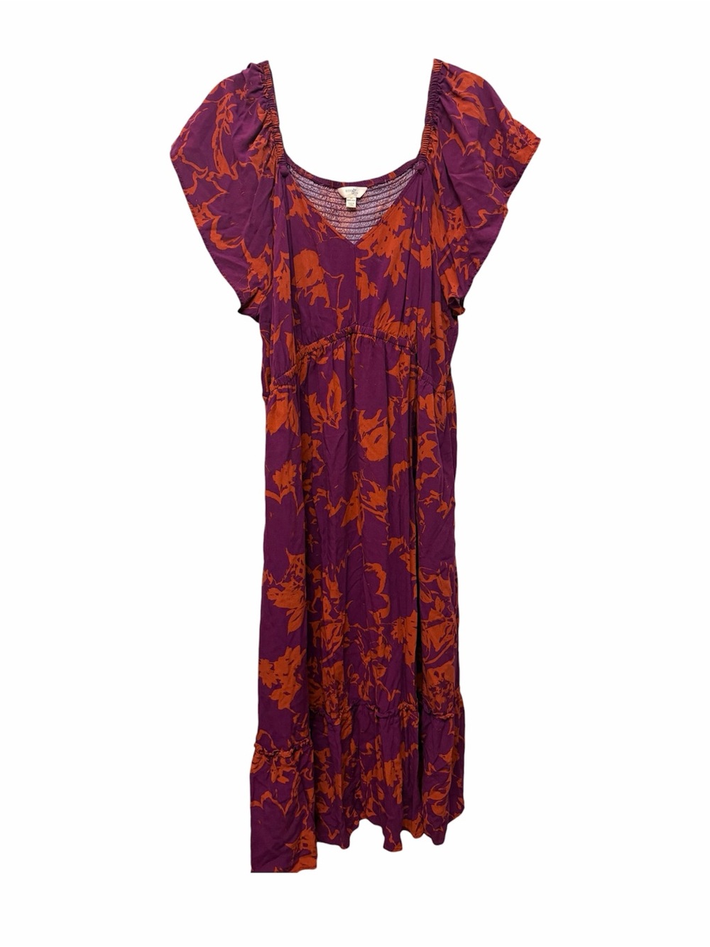 Terra & Sky Women’s Floral Smocked Ruffled Maxi Dress
